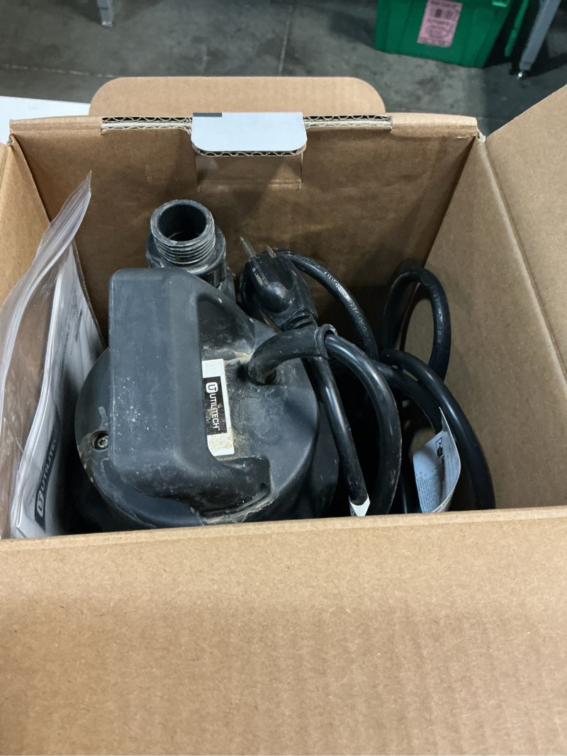 Condition photo showing As Is for utilitech 1/6-hp 115-volt 25-gpm thermoplastic submersible utility pump