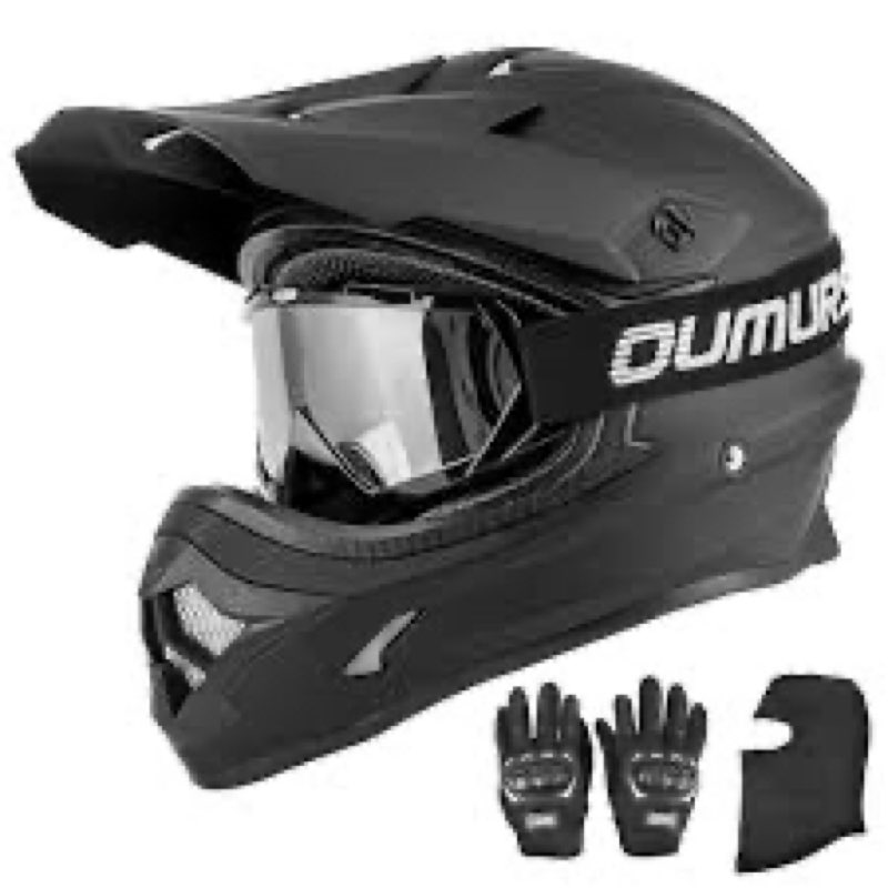 OUMURS Adult ATV Dirt Bike Helmet with Goggles Gloves & Mask Adjustable Sun Visor Motorcycle Adults XXL
