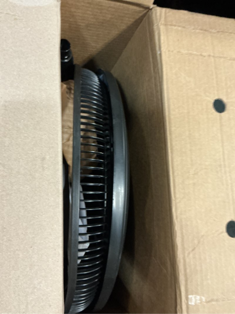 Condition photo showing As Is for lasko pedestal fan, oscillating fan for bedroom with adjustable height and 3 cooling speeds, portable, 18", black, 1827