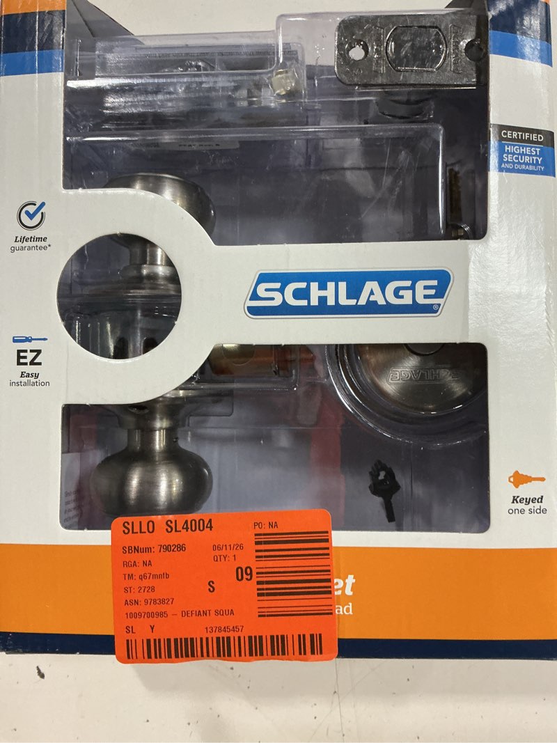 Condition photo showing New/Like New for schlage georgian satin nickel deadbolt and entry door knob 1-3/4 in.