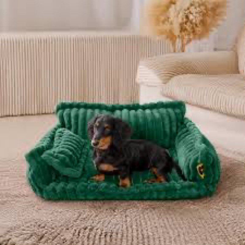 FUNNY FUZZY Orthopedic Dog Bed – Washable Dog Bed with Double Layer Plush Cushion Sofa Style Design 