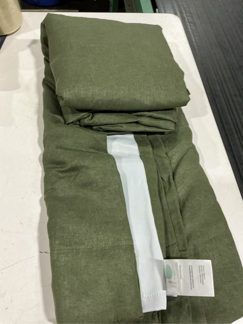 Condition photo showing As Is for cotton slub room darkening curtain -  (2 pieces)