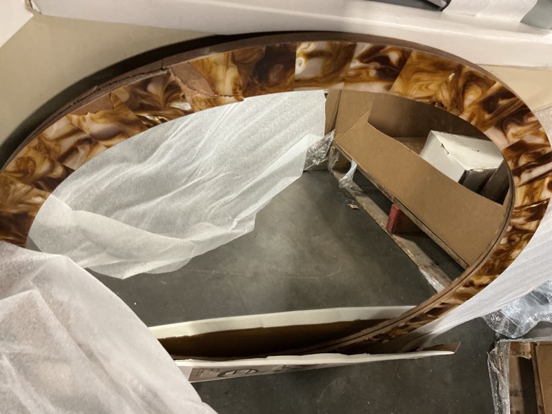 Condition photo showing As Is for 30" round pieced faux horn wall mirror - threshold™