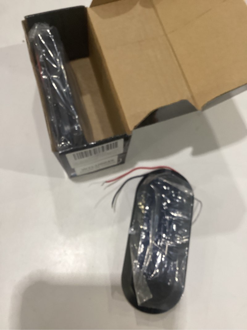 Condition photo showing New/Like New for 2pcs 6" inch smoked lens oval red halo 52 leds trailer lights w/flange surface mount brake stop running turn signal tail light?patented? submersible ip67 for boat truck/rv/van, dc 12v