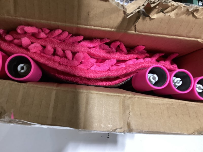 Condition photo showing New/Like New for jehonn wall mop with long handle 80 inches, upgraded 180° collapsible baseboard cleaner tool with squeegee, ceiling duster with 3 microfiber and 3 chenille pads for cleaning window, cabinet (rose red)