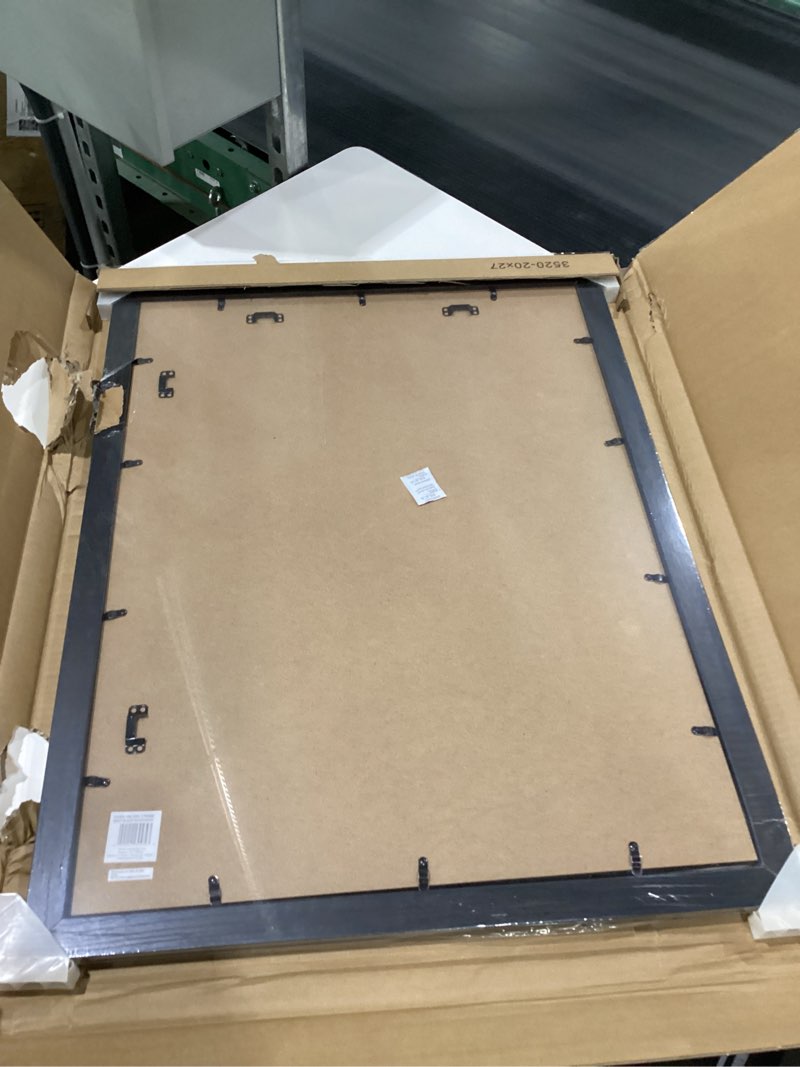 Condition photo showing As Is for FRAME DAMAGED ON BACK MCS Studio Gallery Classic 20x27 Poster Frame Black Woodgrain, Vertical & Horizontal Wall Hanging Large Picture Frame for Photos, Posters & Art Prints (1-Pack) 20x27 Black Woodgrain