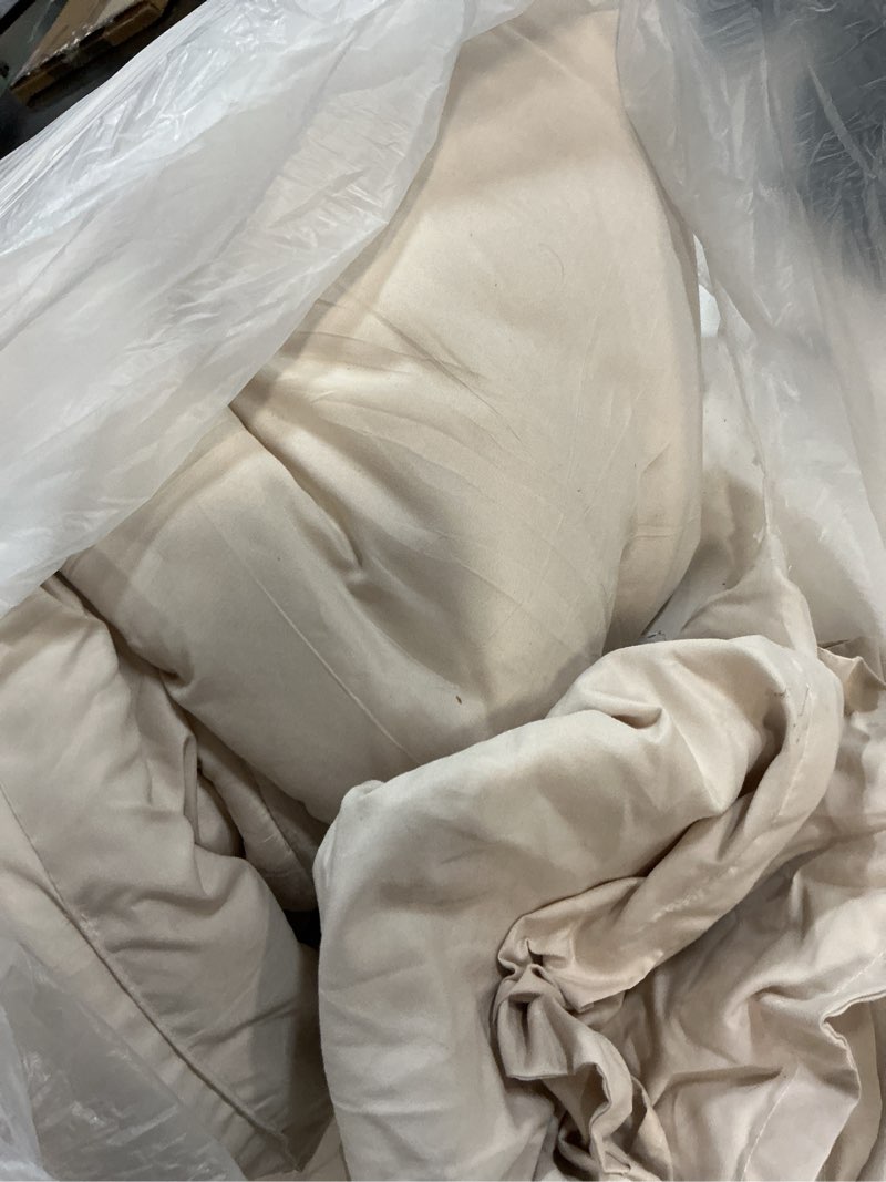 Condition photo showing As Is for litanika full size comforter sets beige, 3 pieces lightweight bedding comforter sets, down alternative comforter fluffy bed set gift choice beige full