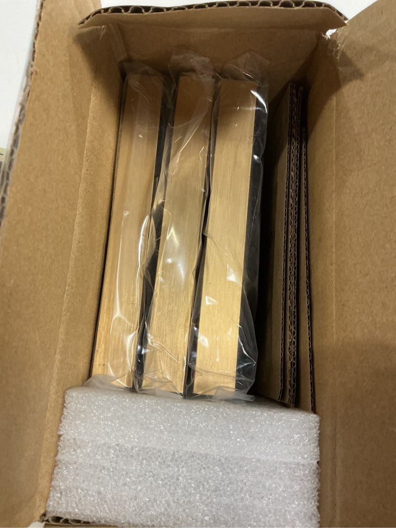 Condition photo showing New/Like New for 3x3 Picture Frame Set of 3, Gold Metal Square Photo Frames with HD Glass, Fits 2x2 with Mat or 3 x 3 without Mat, Display for Wall and Table Gold 3x3