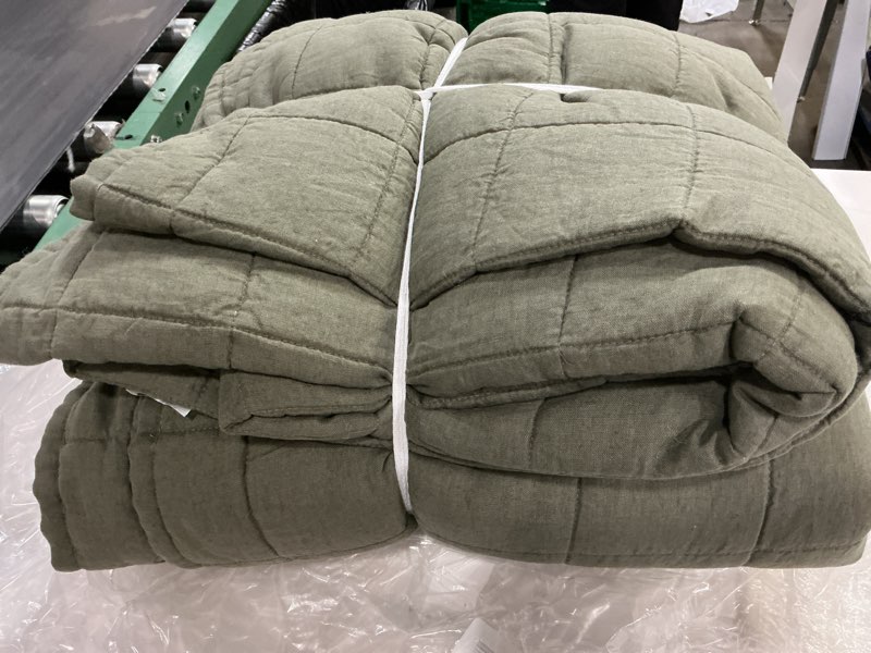 Condition photo showing Good Condition for quince european linen dream quilt without sham set king/cal king olive