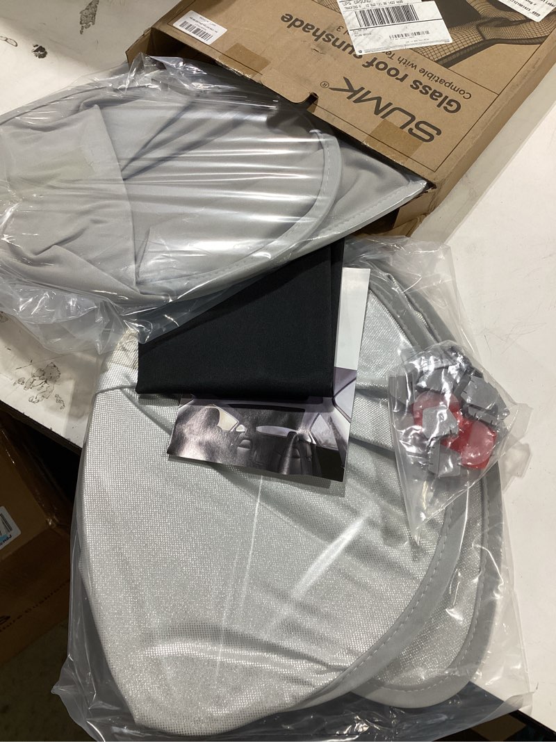 Condition photo showing Good Condition for upgraded sunshade roof for tesla model y 2020-2024, [graphene infused fabric & upf 50+ & no-sag] oem-fit precision heat insulation glass roof sun shade for tesla model y accessories, gray, 2pcs gray model y (2020-2024)