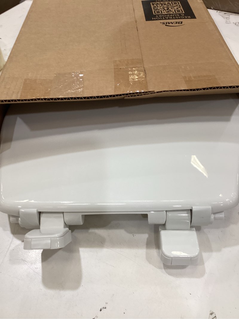 Condition photo showing As Is for little2big toilet seat with built-in potty training seat, slow close, durable plastic, made in usa, round, white
