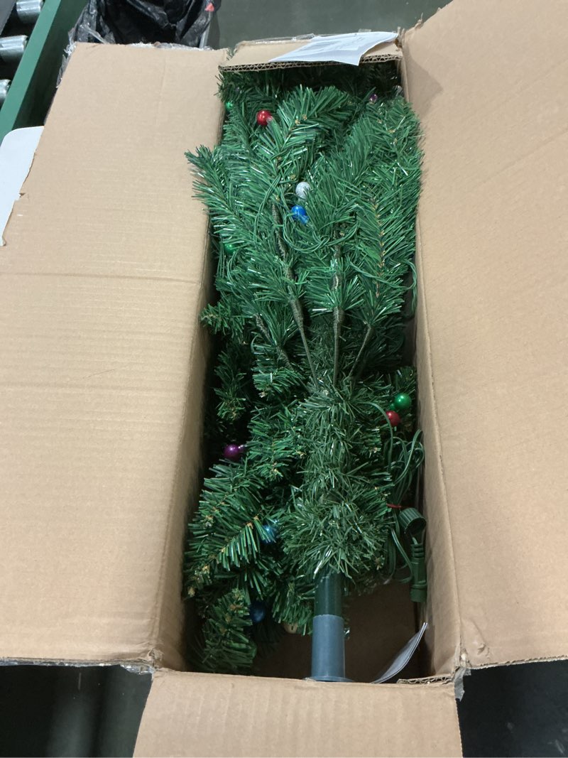 Condition photo showing As Is for 4FT Christmas Tree Prelit Artificial Christmas Tree with Lights 100 Multi Colored LED Christmas Tree with 260 PVC Tips Foldable Metal Stand for Home Office Party Indoor Outdoor Christmas Decor Green-4ft