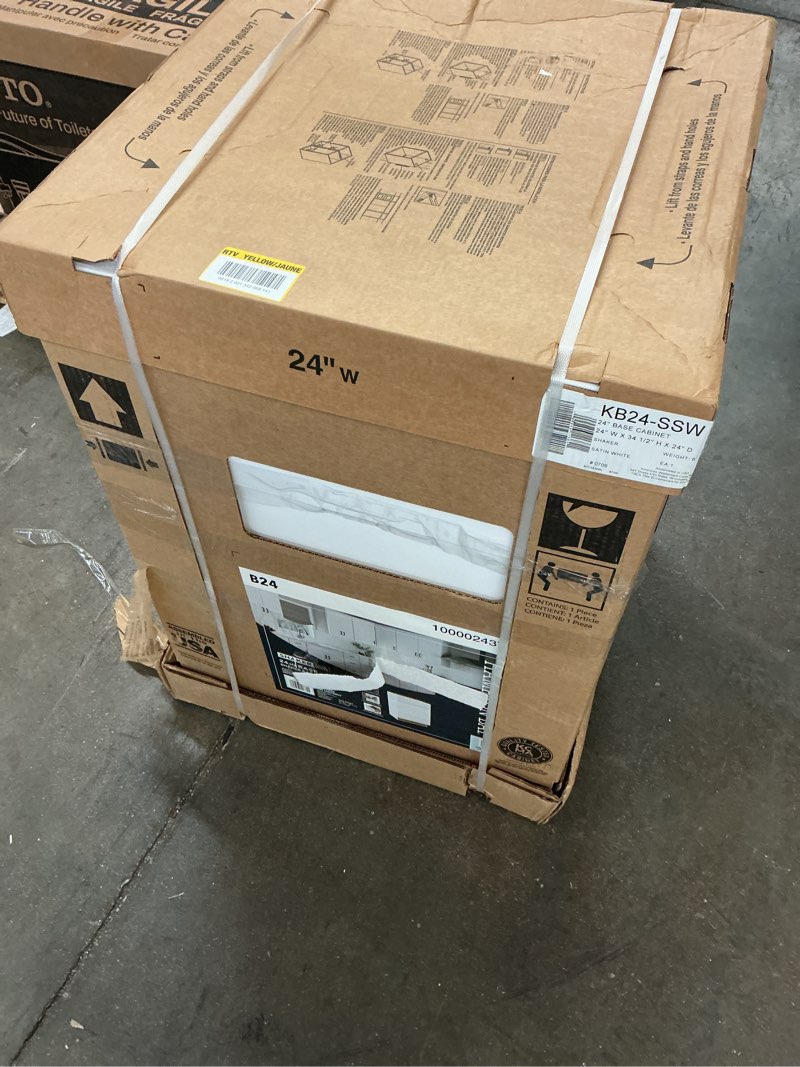 Condition photo showing New/Like New for hampton bay shaker 24 in. w x 24 in. d x 34.5 in. h assembled base kitchen cabinet in satin white with ball-bearing drawer glides