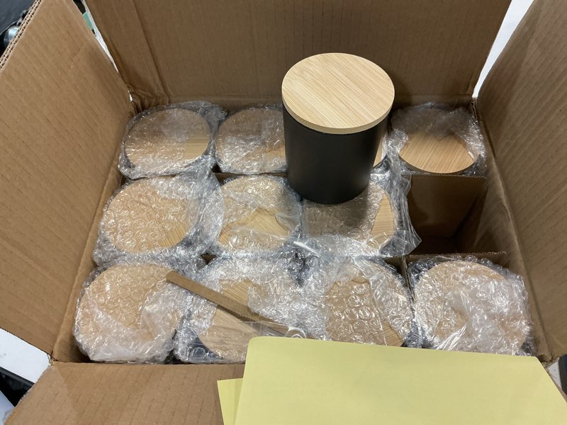Condition photo showing New/Like New for supmind 12 pack 10oz glass candle jars with lids and sticky labels, empty candle jars for making candles bulk containers(matte black)