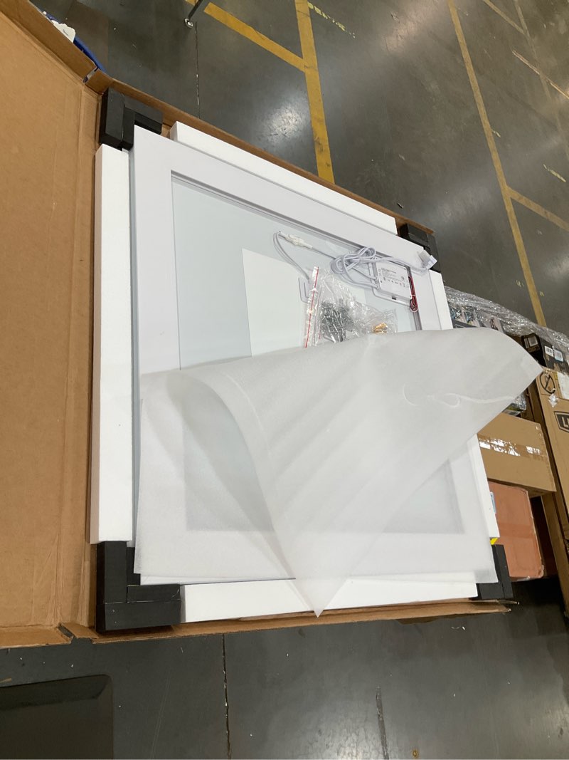 Condition photo showing Good Condition for delma led bathroom mirror with lights, 30x30 vanity mirror for bathroom wall, anti-fog, dimmable, front lit & backlit, memory function, shatterproof tempered glass, 3 color modes(horizontal/vertical) 3 light modes 30"l x 30"w