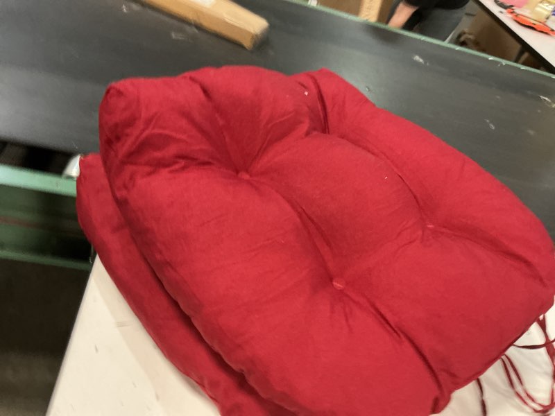 Condition photo showing New/Like New for ipynbap outdoor chair cushions set of 2, patio chair cushions with ties, 17x17+4” tufted outdoor seat cushions, waterproof patio furniture cushions, outdoor dining chair pads, burgundy burgundy 17*17+4”/2pcs