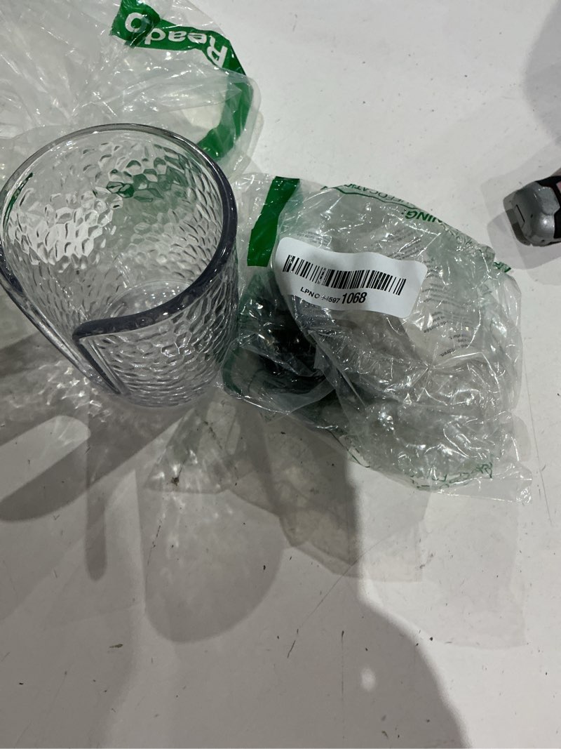 Condition photo showing As Is for idesign rain disposable paper and plastic cup dispenser holder for master, guest, kids' bathroom vanity and countertops, 3.10" x 3.10" x 4", clear and bronze clear/bronze