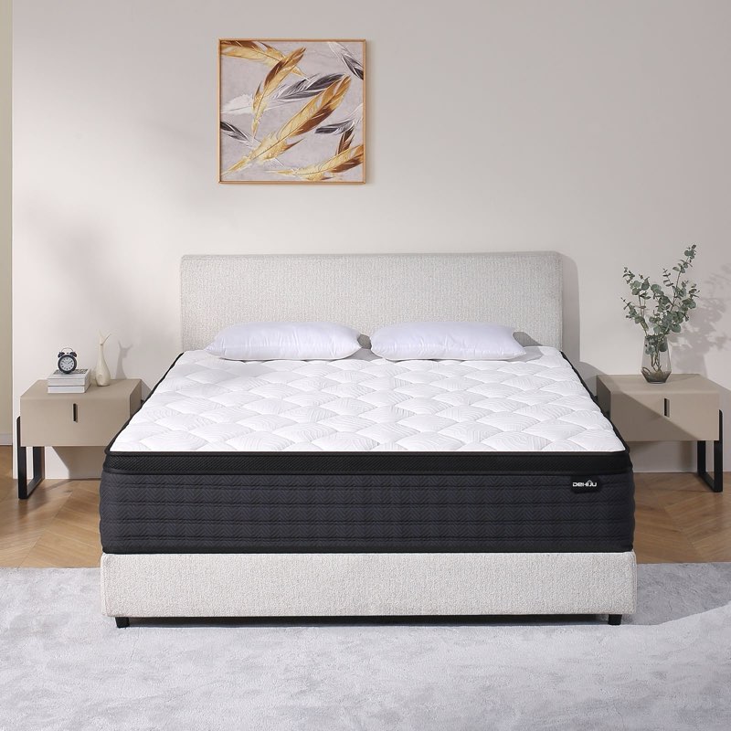 dehiju queen size mattress, 12 inch hybrid memory foam queen mattress in a box, medium, motion isola