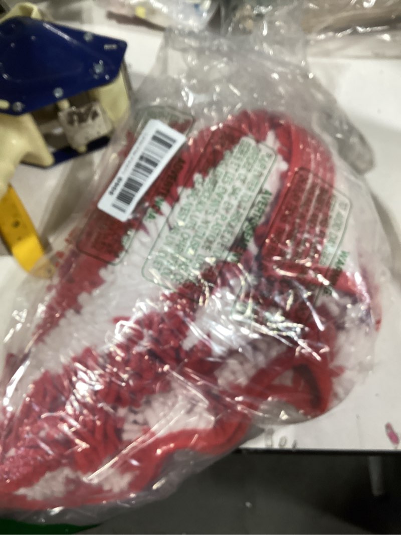 Condition photo showing Good Condition for Dunzy Xmas Red and White Striped Bathroom Rug Chenille Bath Mat Candy Cane Area Rug Non Slip Microfiber Soft Washable Absorbent Floor Mat for Shower Bedroom Kitchen Decor(Red White,20 x 31.5 Inch) Red White 20 x 31.5 Inch
