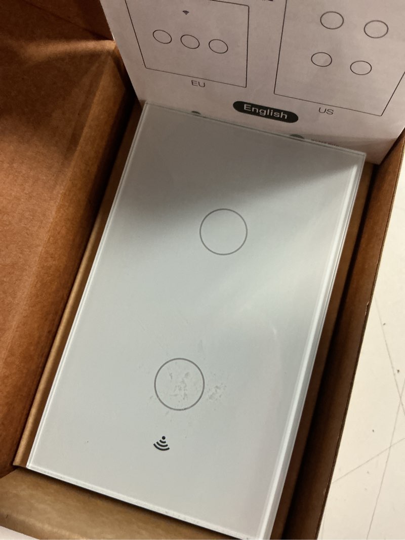 Condition photo showing New/Like New for moes 2.4ghz wifi wall touch smart switch neutral wire required, 3 way multi-control, glass panel light switch work with smart life/tuya app, rf433 remote control, alexa and google home white 3 gang 3 gang white (neutral wire required)