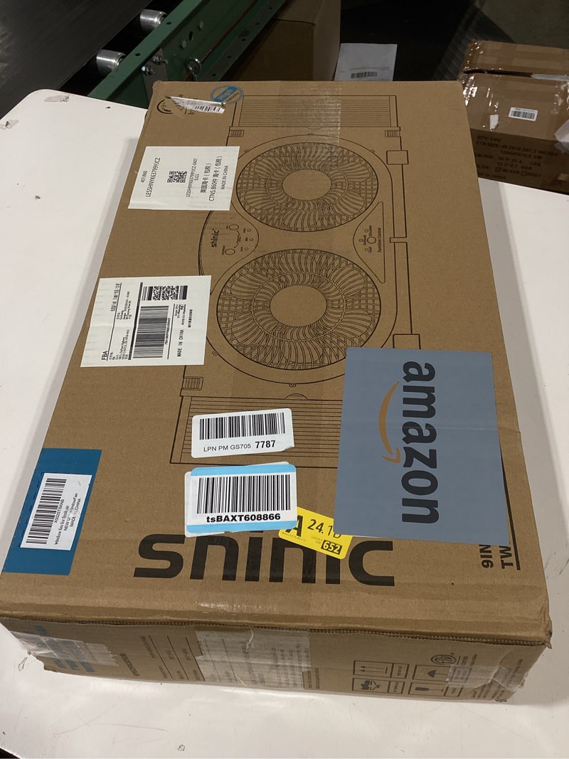 Condition photo showing Good Condition for shinic window fan with reversible airflow quiet, twin 9" blades, full remote control, 3 functions-3 speeds, bathroom kitchen window exhaust fan, width adjustable (from 23.8" to 37") etl certified window fan with foam seal strip white