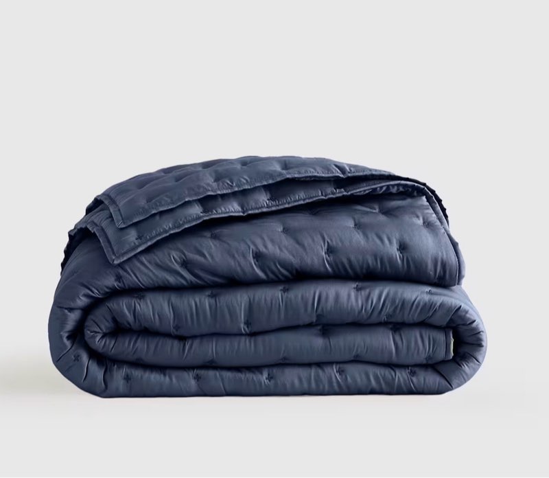 quince bamboo dream quilt, twin, blue