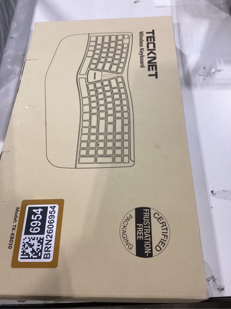 Condition photo showing Good Condition for tecknet wireless ergonomic keyboard rechargeable, 2.4g+bluetooth ergo cordless usb computer keyboard, wrist rest, natural typing, stain-resistant fabric, compatible for windows computer desktop laptop 109 keys black