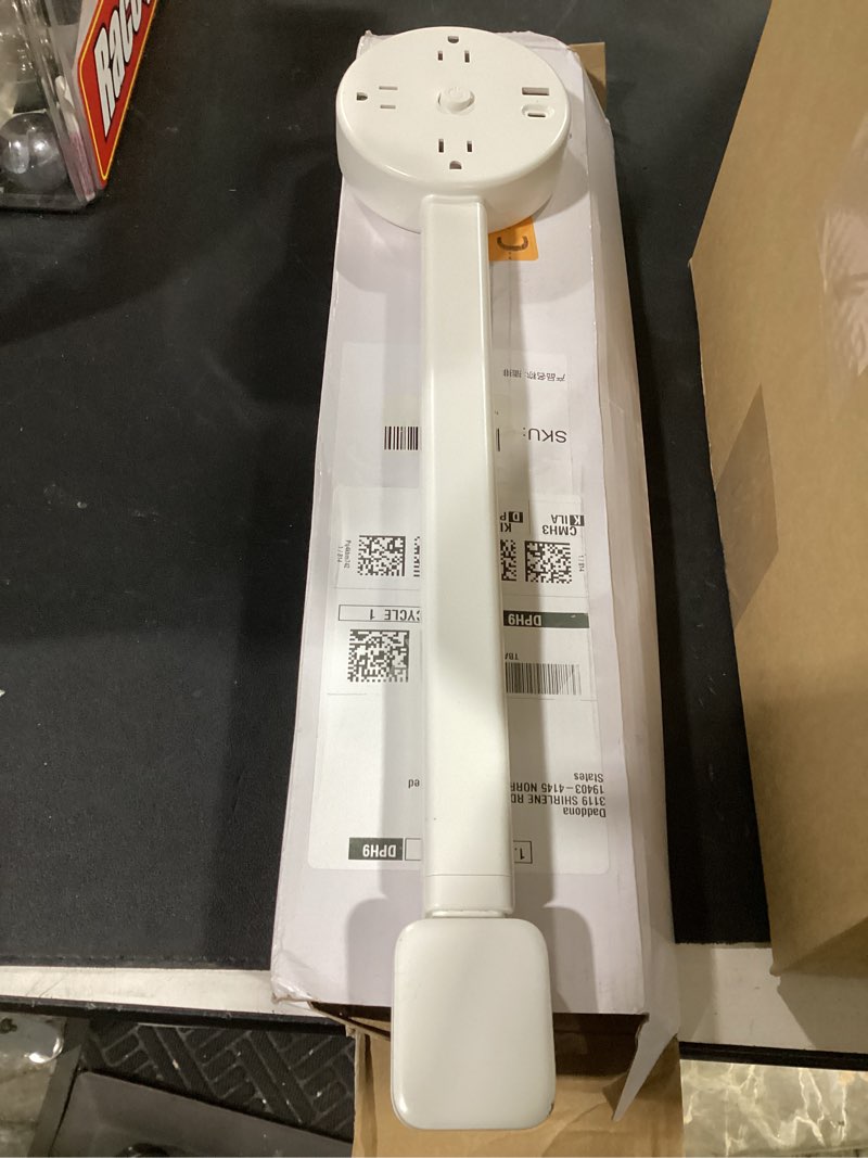 Condition photo showing Good Condition for electrical outlet extender,power socket expander features usb-a, usb-c, and 3 ac,outlet extender stick extends 18.5"-26.4", rotates 180°, use behind couches,nightstands,desks,more white