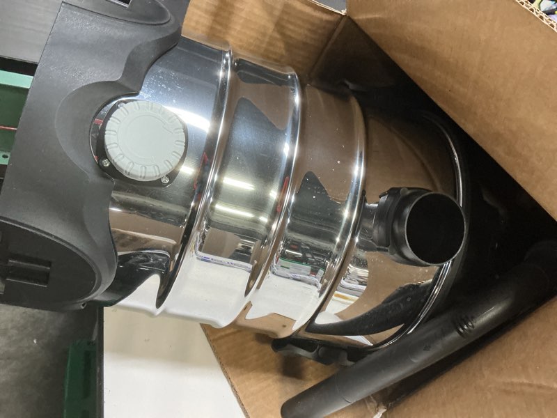 Condition photo showing As Is for amazon basics wet dry shop vacuum cleaner, 6 gallon, 3.5 hp stainless steel, with filter, grey/black 6 gallon shop, 3.5 hp