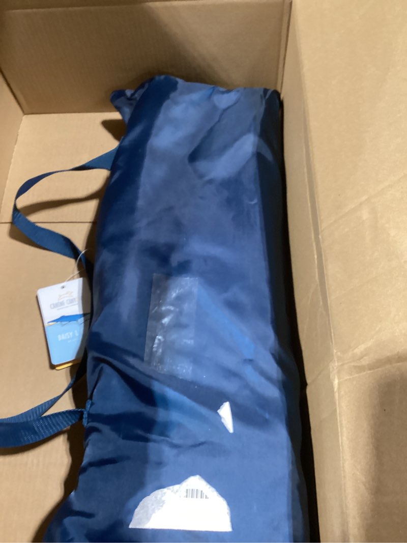 Condition photo showing Good Condition for Folding Raised Dog Bed, Large Outdoor Elevated Dog Cot, Cooling Chew Proof Pet Cots Bed, Portable, Heavy Duty Up to 160 lbs, Pet Cot for Camping, Home, Dark Blue, 49"x33"x7" Blue X-Large