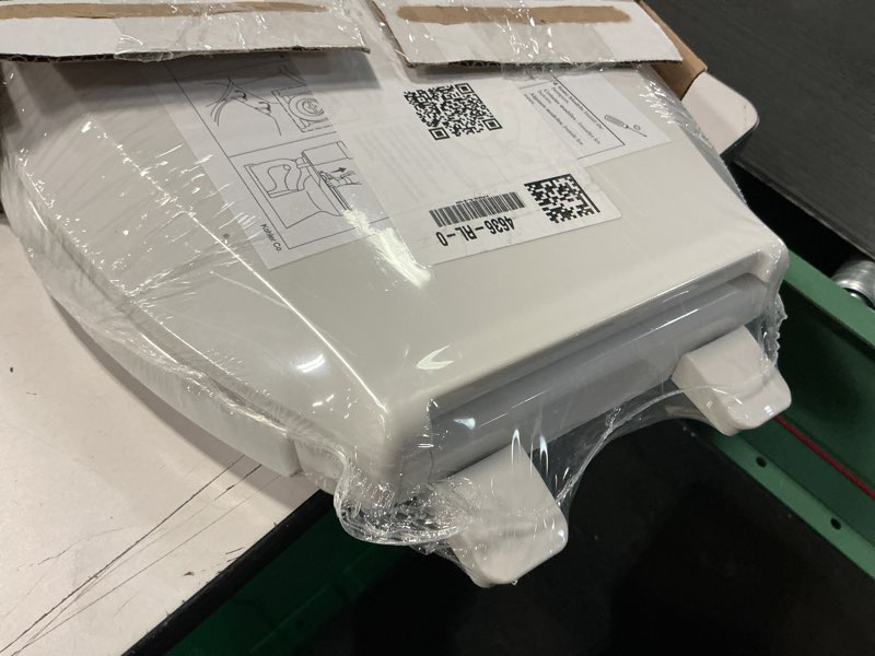 Condition photo showing Good Condition for kohler 4636-rl-0 cachet readylatch elongated toilet seat slow close, soft close toilet seat quiet lid, contoured grip-tight bumpers installation hardware, apartment essentials, white white elongated ready latch