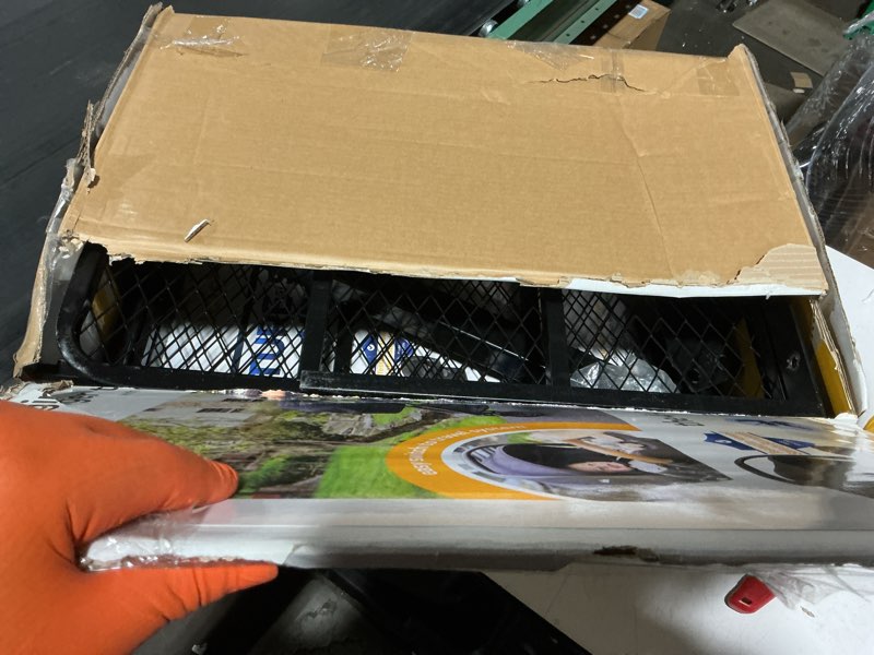Condition photo showing As Is for maxxhaul 70103 500 lb. capacity steel hitch mount folding cargo carrier mesh basket fits 2 inch hitch receiver 60 x 21 x 6.5 in for car suv pickup truck van camping traveling