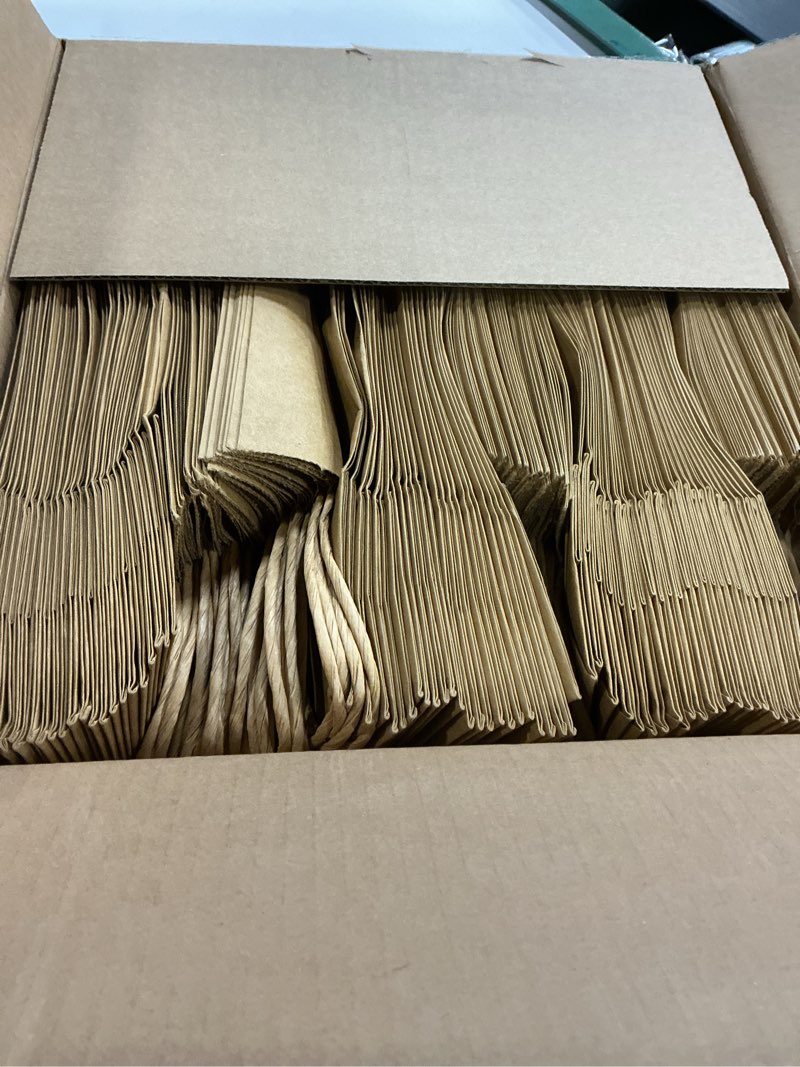 Condition photo showing New/Like New for MIEVU 150Pack Small Gift Bags with Handles, 5.9x3.1x8.2 Inch Brown Paper Bags (130g More Sturdy Material) – Bulk Christmas Gift Bag, Party Favor Bags, Recyclable Craft Bags for Gifts,Brown Kraft brown