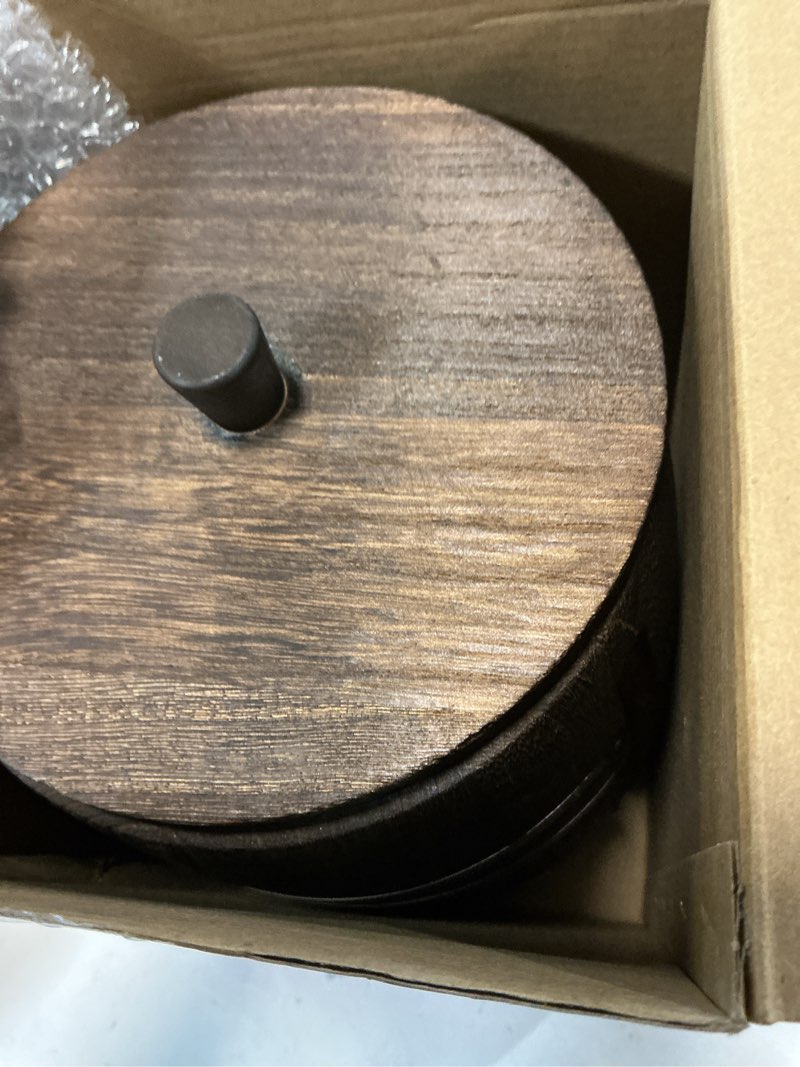 Condition photo showing Good Condition for solid wood paper towel holder for countertop, 13.58" x 7.09" barrel-style with one-handed tear design, fits under 11" kitchen paper towel rolls, farmhouse papers towels dispenser(brown)