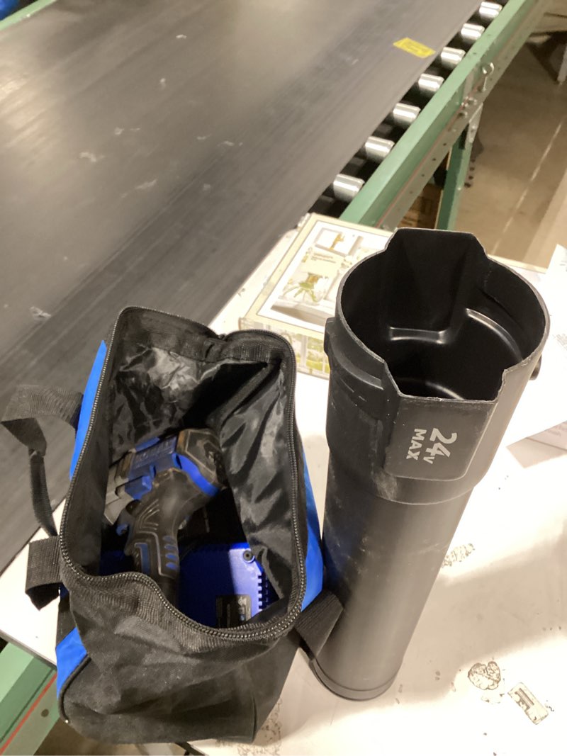 Condition photo showing As Is for kobalt 24-volt max lithium ion 410-cfm brushless cordless electric leaf blower