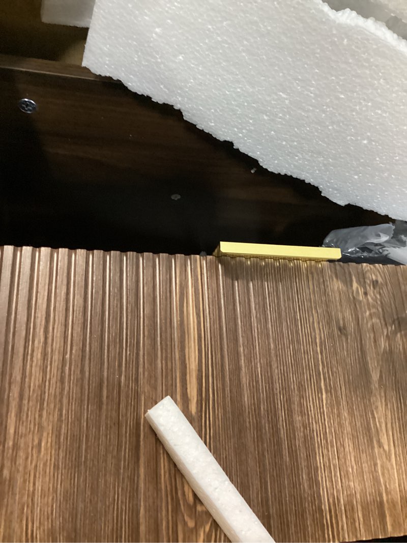 Condition photo showing As Is for JOONEE Nightstand,Modern Bedside Table with Storage Drawer and Open Wood Shelf, for Living Room, Bedroom and Small Spaces, Accent Night Stand with Solid Wood Legs, Easy Assembly,Walnut Brown