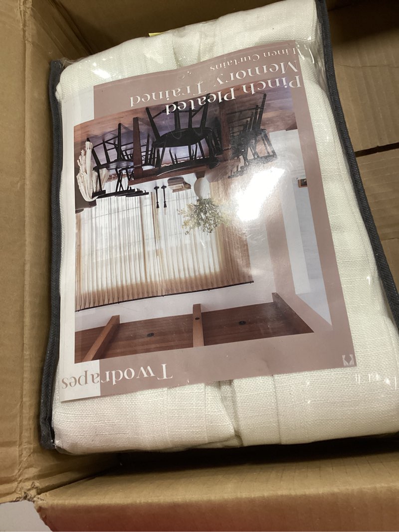 Pinch Pleated Lille Linen Memory Trained Blackout Curtains Natural Modern Tapioca Custom Drapes