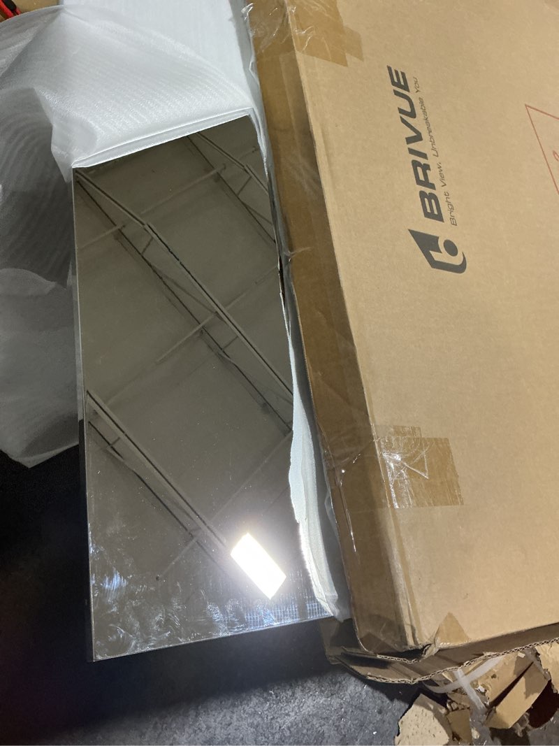 Condition photo showing As Is for brivue gym mirror for home gym - 72" x 72" (2 pcs of 72x36) large frameless wall mirrors, easy mount