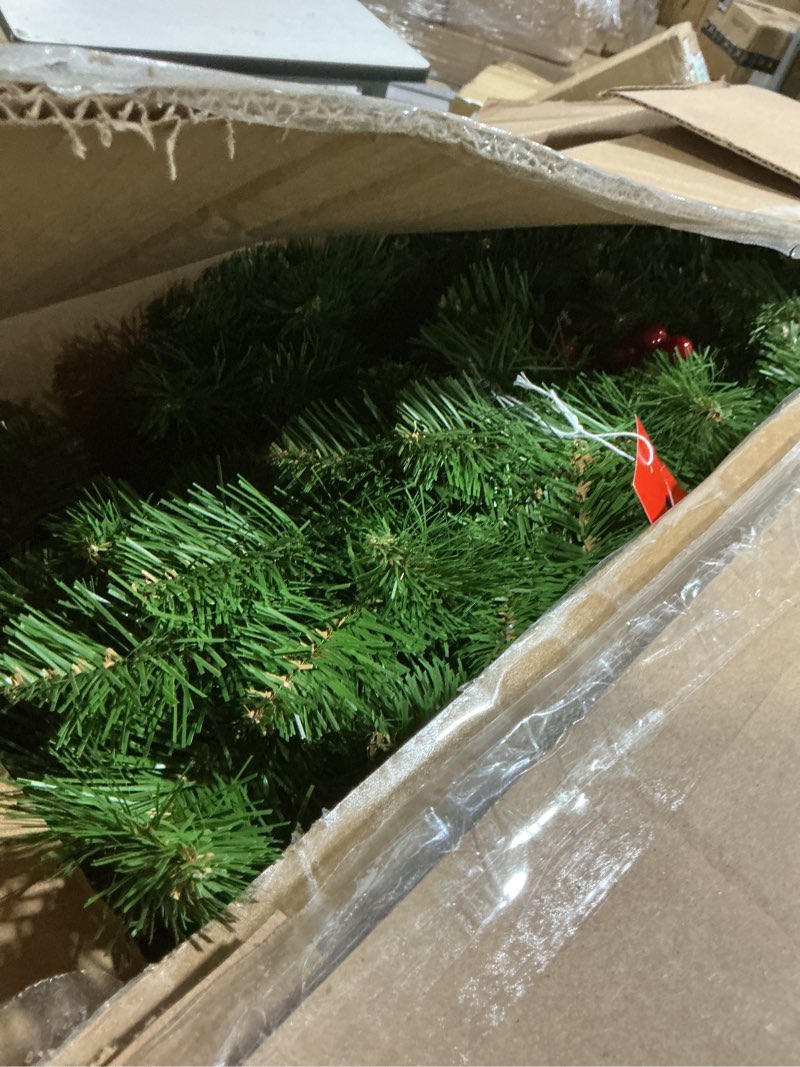Condition photo showing Good Condition for Brightown 60 inch Christmas Wreath Outdoor Decoration, Large Artificial Wreath with Lights, 300LED, 600 PVC Tips, Power Plug-in Green 60in