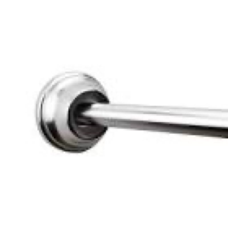 allen + roth 44-in to 72-in brushed nickel fixed or tension single curve adjustable shower curtain rod