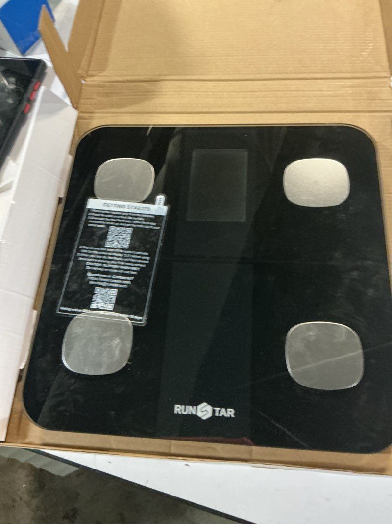 Condition photo showing As Is for runstar smart scale for body weight and fat percentage, high accuracy digital bathroom scale with large display for bmi heart rate 22 body composition analyzer sync with fitness app 400lb