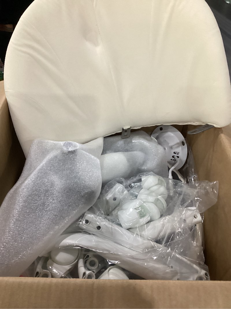 Condition photo showing As Is for velvet vanity chair with wheels, height adjustable swivel makeup chair, armless small desk chair for bedroom/office/vanity table, 250 lbs capacity (velvet, white) white velvet