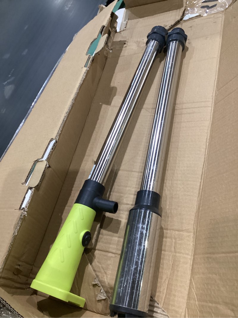 Condition photo showing As Is for cordless stick water transfer pump compatible with ryobi 18v battery (tool only), 792gph, submersible utility stick pump for pool garden pond floods (no battery)