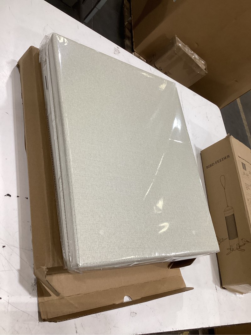 Condition photo showing New/Like New for decorative file organizer box set of 2 - collapsible linen filing cabinets with handles are perfect to store all your documents & hanging file folders - portable easy slide office crates with lid ivory