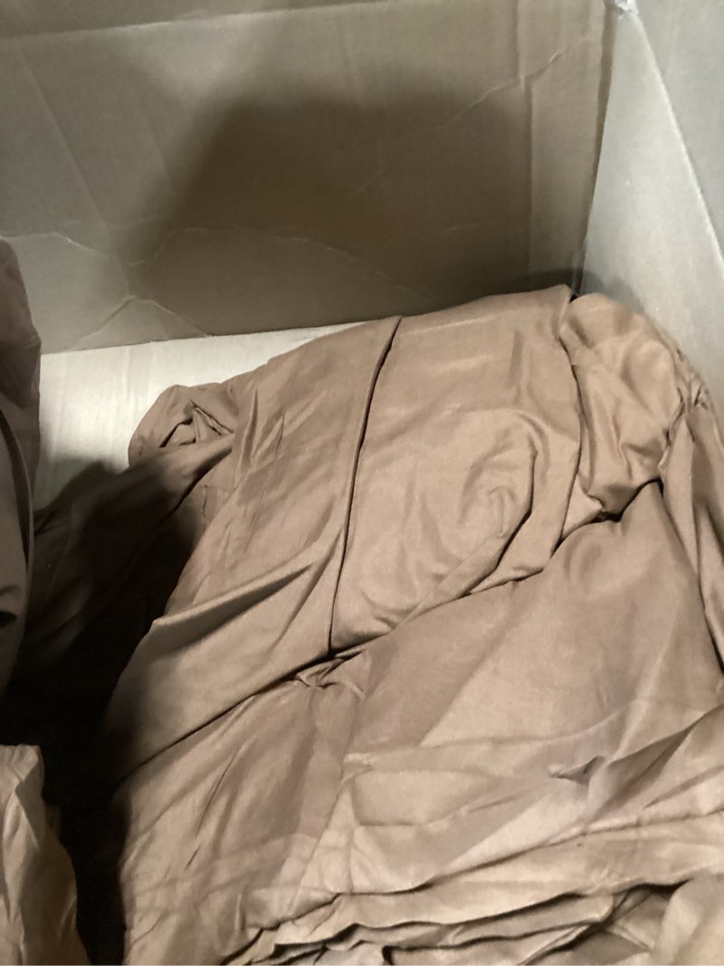 Condition photo showing As Is for CozyLux King Size Comforter Set Brown, 7 Pieces Pintuck Bed in A Bag Brown Comforter King Size, Pinch Pleat Bedding Set with All Season Comforter, Sheets, Pillowcases & Shams Brown King