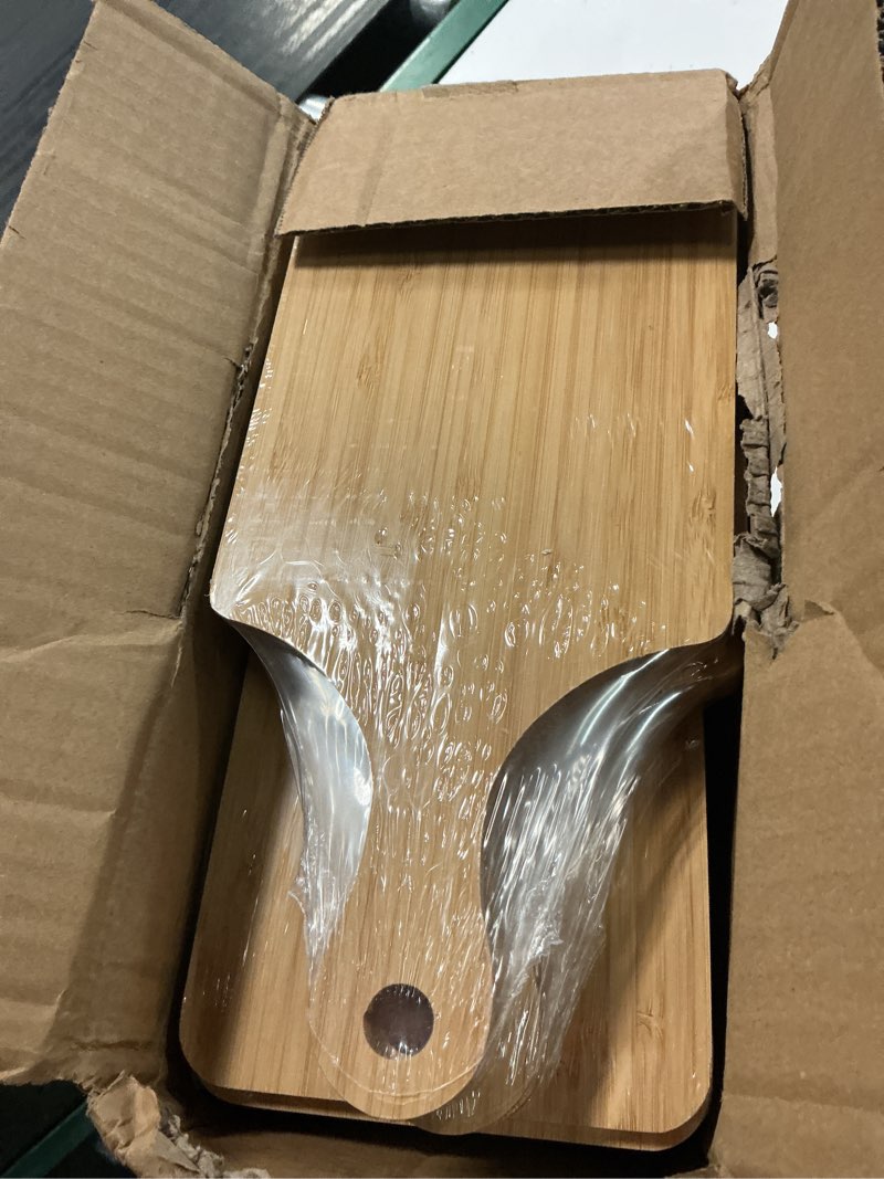 Condition photo showing New/Like New for 30 pcs cutting boards with handle 11" x 5" wood chopping board bulk charcuterie wooden boards laser engraving serving tray bulk for diy christmas wedding housewarming gift cooking decor (bamboo)