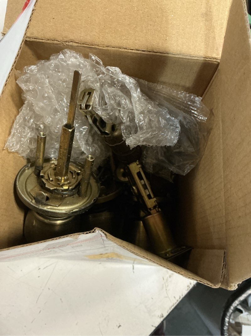 Condition photo showing As Is for reliabilt gallo antique brass traditional exterior single-cylinder deadbolt keyed entry door knob project pack 2 -pack
