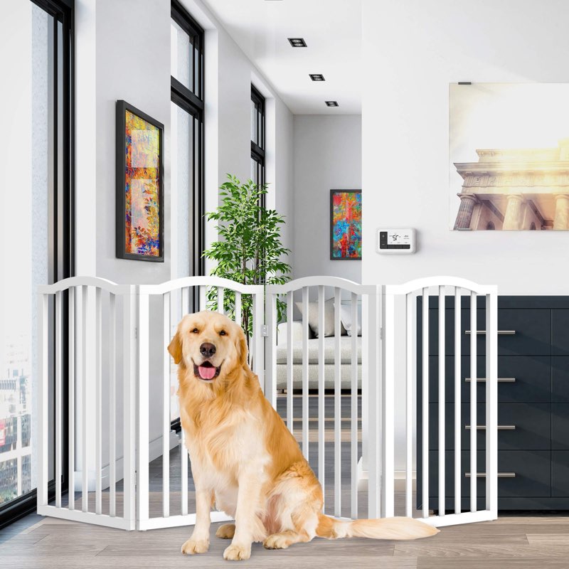 White wooden folding pet gate (stock photo similar)