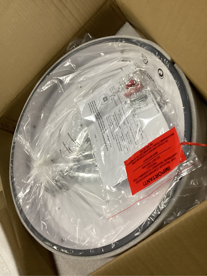 Condition photo showing New/Like New for yiisem dimmable wood led flush mount ceiling light, 5cct 2700k-6000k selectable modern round close to ceiling lighting fixtures, minimalist grey ceiling lamp for living room, bedroom, laundry room 15.8" grey-dimmable