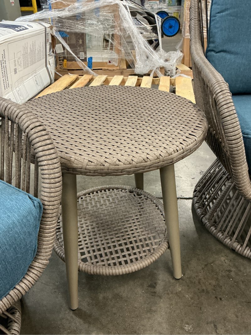 Condition photo showing New/Like New for origin 21 killian 3 -piece wicker patio conversation set with blue cushions included